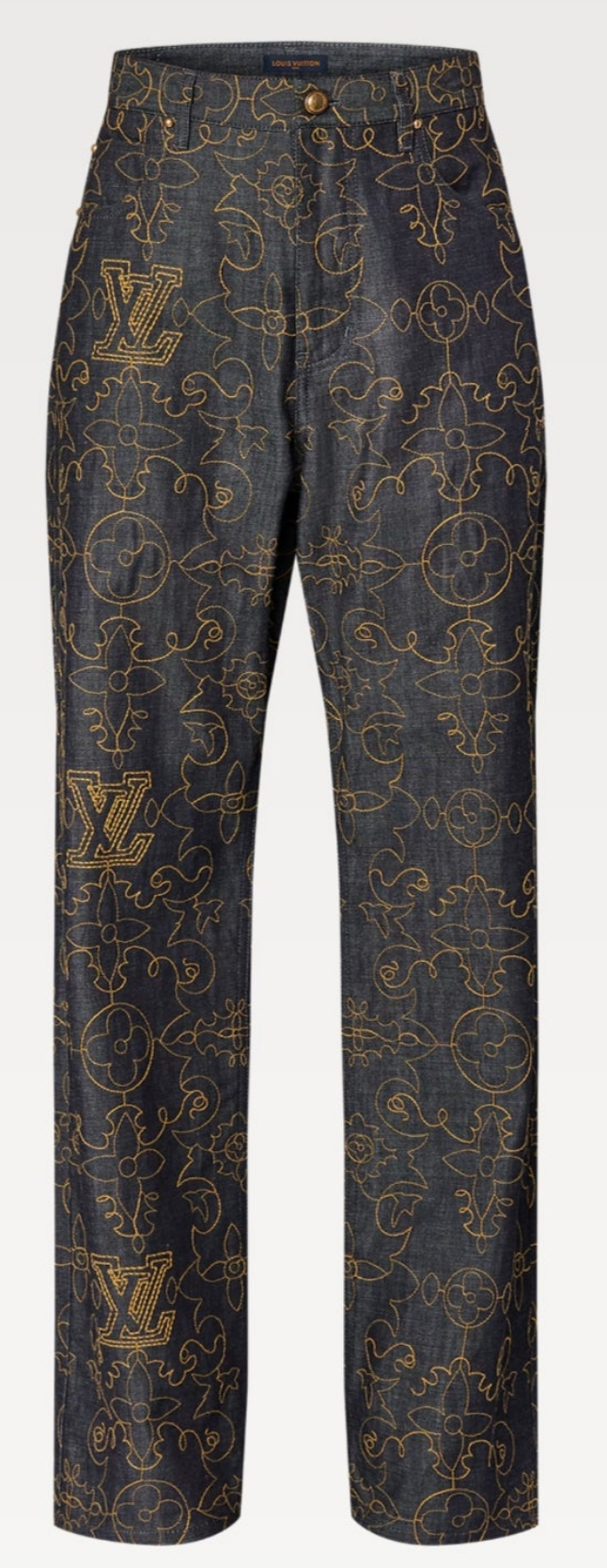 Louis Vuitton Embroidered Denim Jacket and Embroidered Denim Pants 2 piece outfit