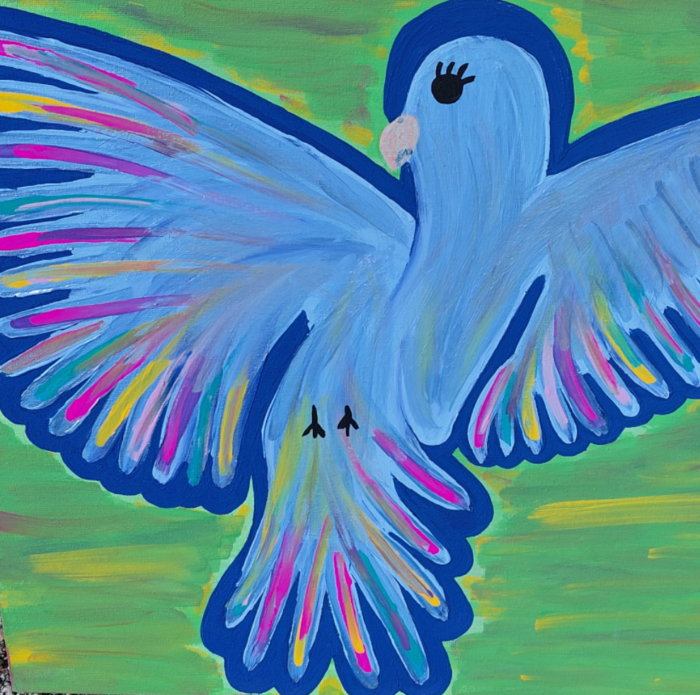 COCOMONEY ART Blue Bird 1 OF 1 CUSTOM PIECE BY COCOMONEY painting on canvas