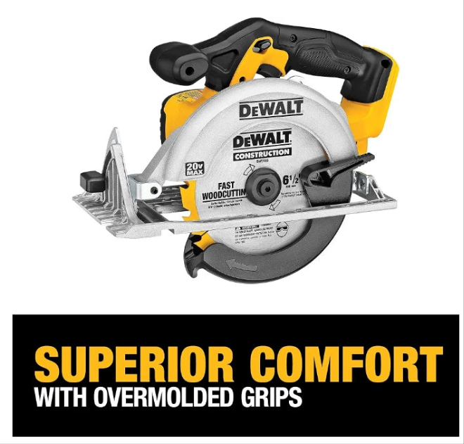 DEWALT 20V MAX Circular Saw, 6-1/2-Inch Blade, 460 MWO Engine, 0-50 Degree Bevel Capability, Bare Tool Only