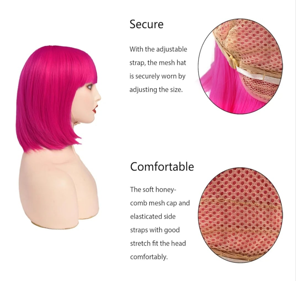 Bob Wig with Fringe 14 Inch Short Straight Wigs nylon