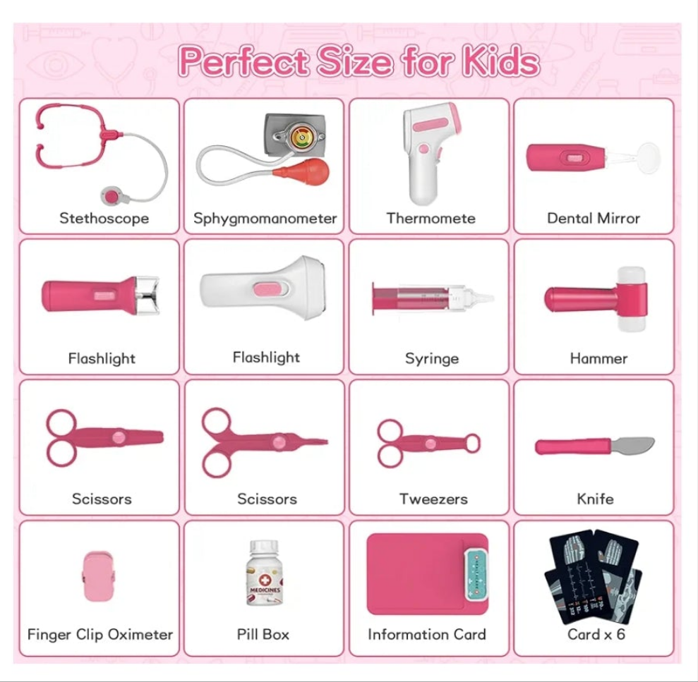 Doctor Kit for kids 3+ Medical Kit Toy Doctor Cart Stethoscope and Other Accessories Boy and Girl Fun Role Playing Game Toy Kids Pretend Play Girls Toys for 3+ There's 4 sets to choose from. Choose your set below.