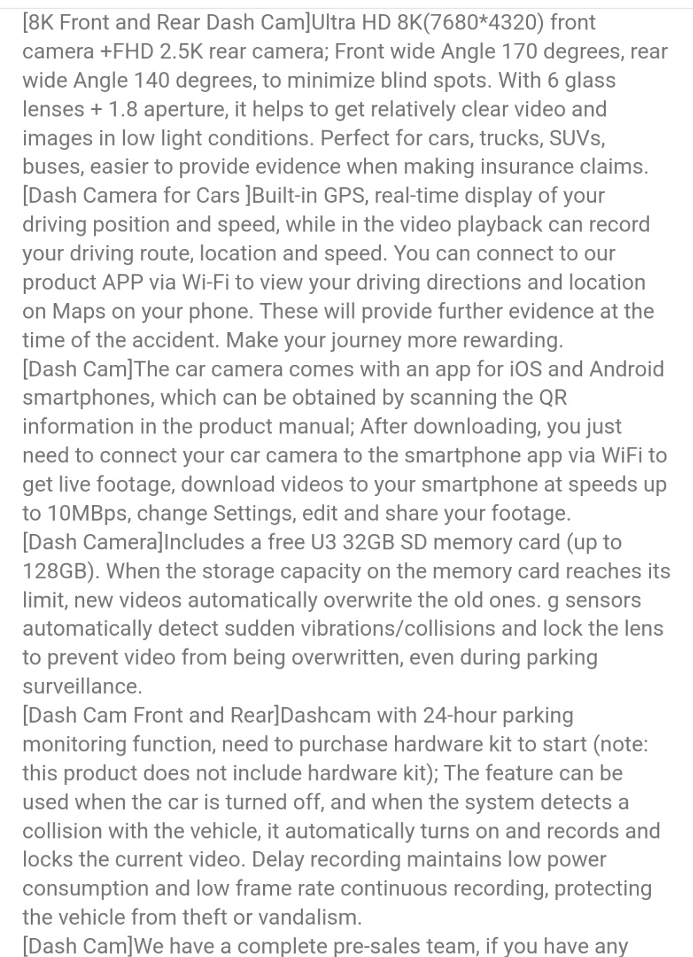 Dash Camera For Cars, 8K Full UHD Dash Cam Front And Rear Inside With App,Car Camera With Free 32GB SD Card,Built-In Wi-Fi GPS,3.16"IPS Screen,170°Wide Angle,WDR,24H Parking Mode,Night Vision,8K Front And Rear Dash Cam,High Definition Viewing Angle, Large