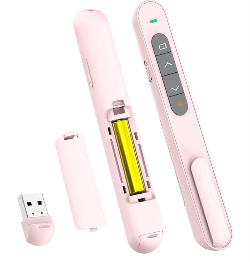 Presentation Clicker for PowerPoint, RF 2.4GHz USB Wireless Presenter Remote with Volume Control, PowerPoint Clicker Slide Advancer for Mac, Windows, Laptop, Keynote