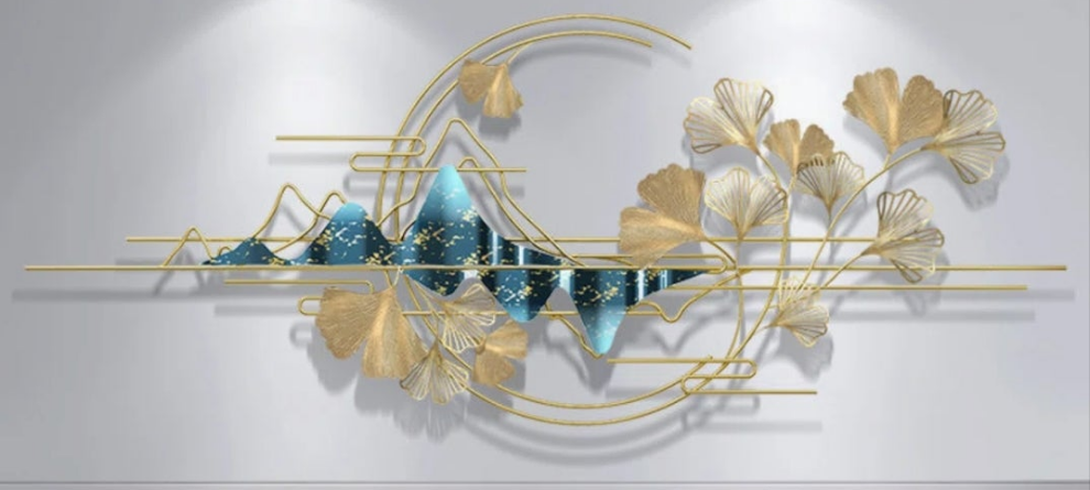 Metal Abstract Ginkgo Leaf Wall Decor Horizontal Abstract Art 2 sizes to choose from