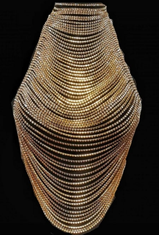 Rhinestone Body Chain Bra Bikini Chain Multilayer Body Accessories Jewelry Chest Chain for Streetwear Belly Dance, Gold