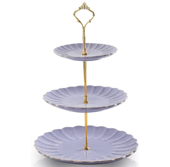 3 Tier Ceramic Cake Stand,Dessert Stand,Cupcake Stand,Tea Party Pastry Serving Platter,Food Display Stand for Tea/Coffee/Birthday/Wedding/Women/Afternoon/Gift