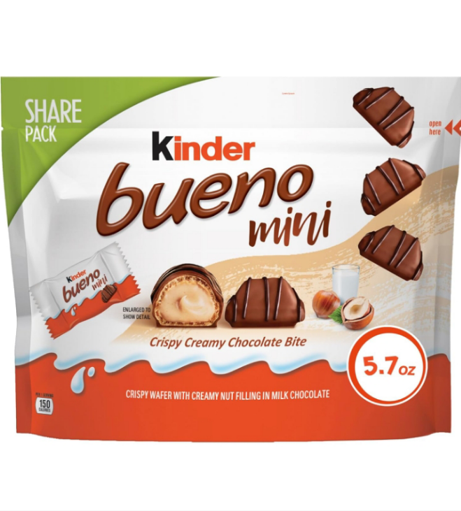 Kinder Bueno Mini, Milk Chocolate and Hazelnut Cream, Individually Wrapped Chocolate Bars, Share Size, 5.7 oz
