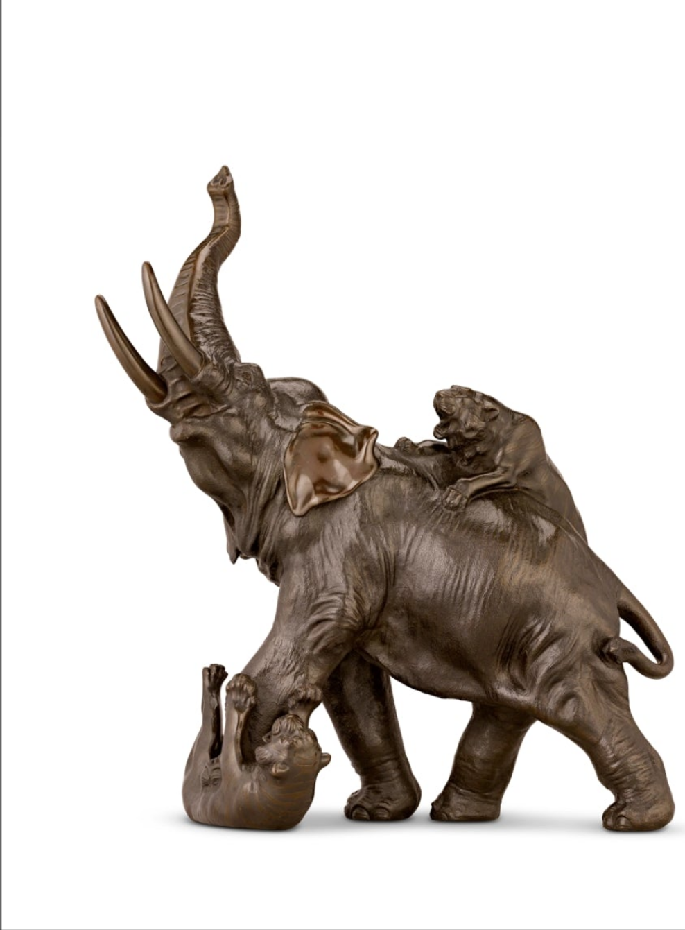 Bronze Japanese Bronze Elephant and Tigers by Genryusai Seiya So Beautiful