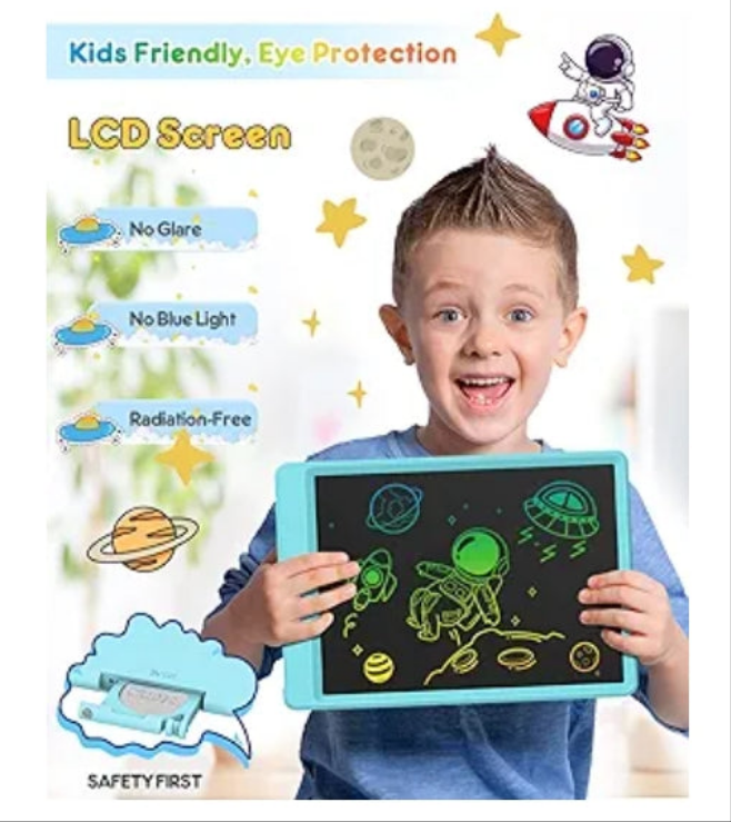 LED Writing Tablet, Doodle Board Toys Gifts for 3-8 Year Old Girls Boys, 10 Inch Colorful Electronic Board Drawing Pad for Kids, Gifts for Toddler Educational Learning Travel Birthday, Blue