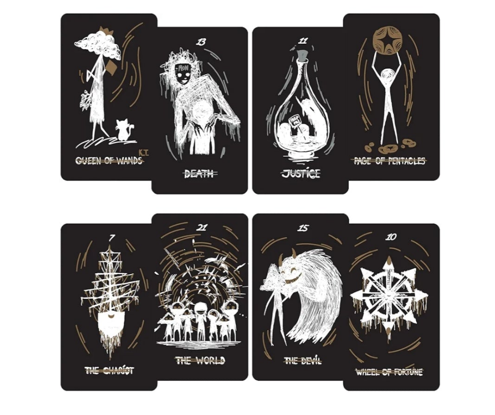 Tarot Card Deck Black Fatality. 78 Cards with Guidebook. Black Foil Cards Edges. Unique Tarot Cards.