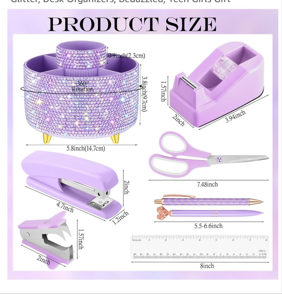 Pen Holder Office Accessories Set Desk Accessories Office Supplies
Bling, for Women, 360 Rotating, Rhinestone, Diamond Pens, Glitter, Desk Organizers, Bedazzled, Teen Girls Gift
