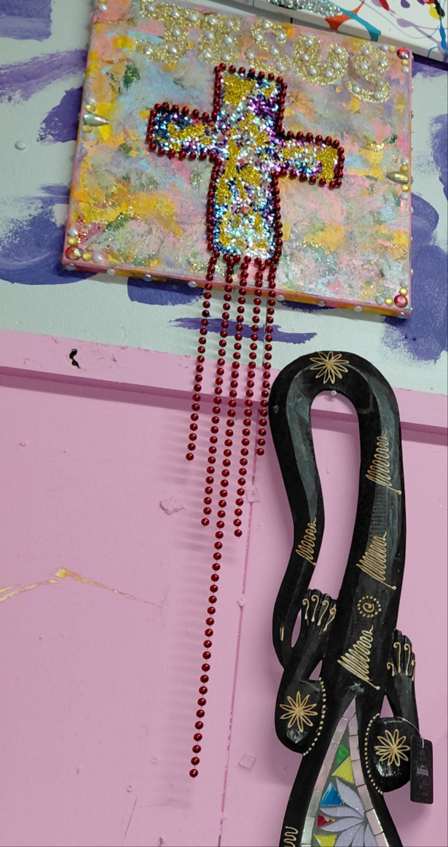 COCOMONEY ART 1 Cross bead OF 1 CUSTOM PIECE BY COCOMONEY painting on canvas