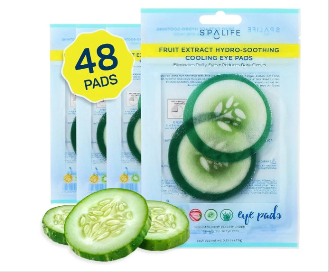 Cooling Eye Pads - Korean Soothing Eye Pads for Dark Circles, Puffy Eyes, and Wrinkles - 48 Pads with Fruit + Vegetable Extracts - Revitalizing Hydrating Eye Pads for Eye Treatment (Cucumber)