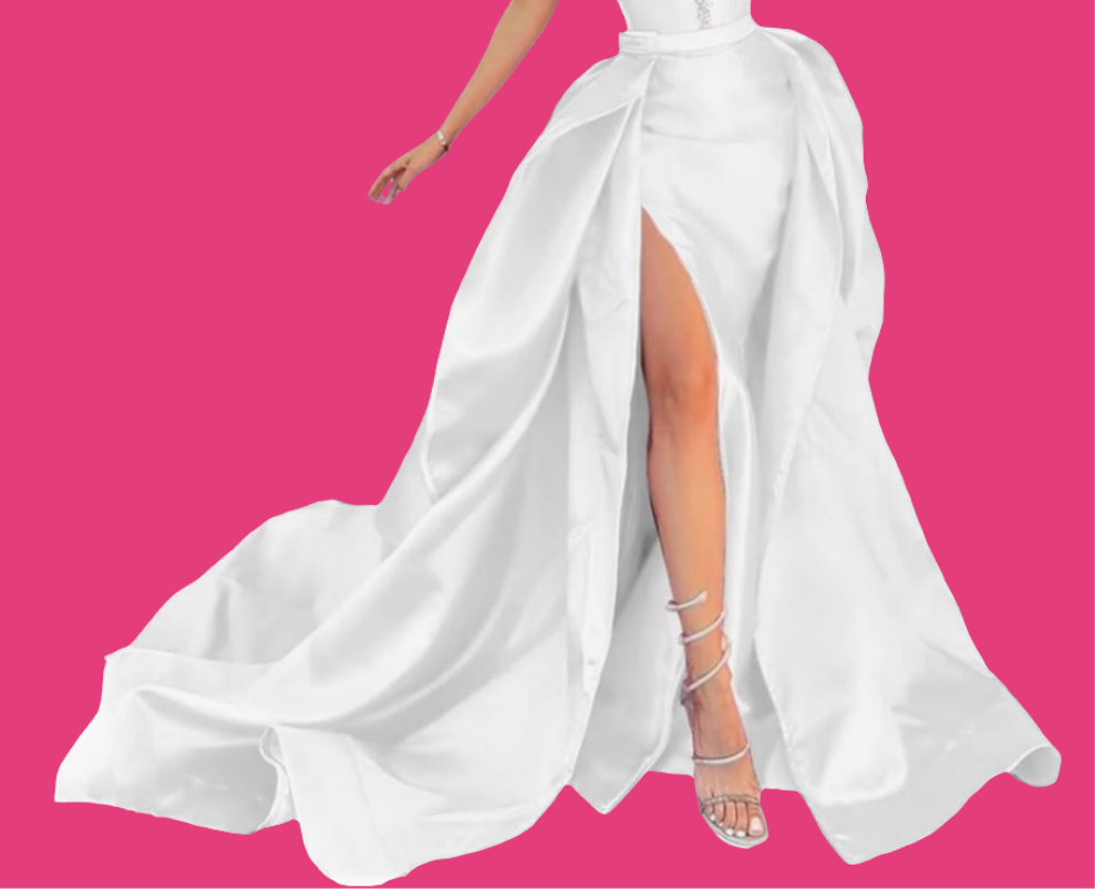 Satin Wedding Dresses for Women Beaded Strapless Mermaid Formal Gowns and Evening Dresses
