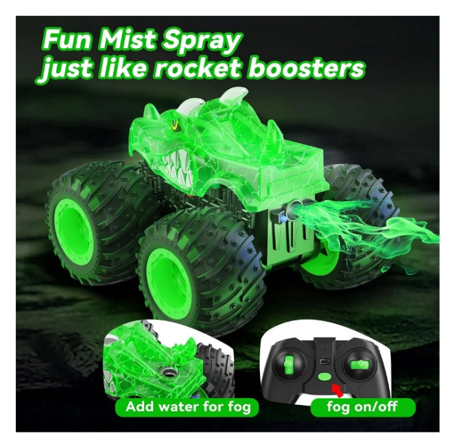 Remote Control Car, 2.4GHz Monster Trucks Toys with Light Spray, Brithday Gift for Kids 3 4 5 6 7 8, All Terrain RC Cars, Toddler Toys for Boys Girls 3+ Year Old