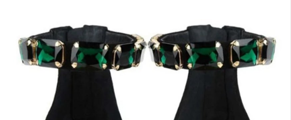 Rhinestone Fish Mouth Pumps-Black