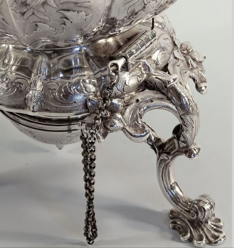 An exquisite piece 925 Sterling Silver William IV English sterling teapot on stand 1837 - 16" high x 9" wide x 12" deep