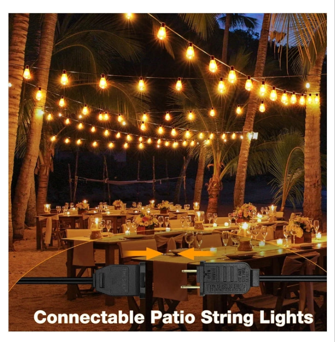 60FT LED Outdoor Patio Lights Waterproof with 30+2 Vintage Bulbs Shatterproof Energy Saving,2700K Hanging Edison String Lights Outside for Backyard,Bistro,Camping,Gazebo