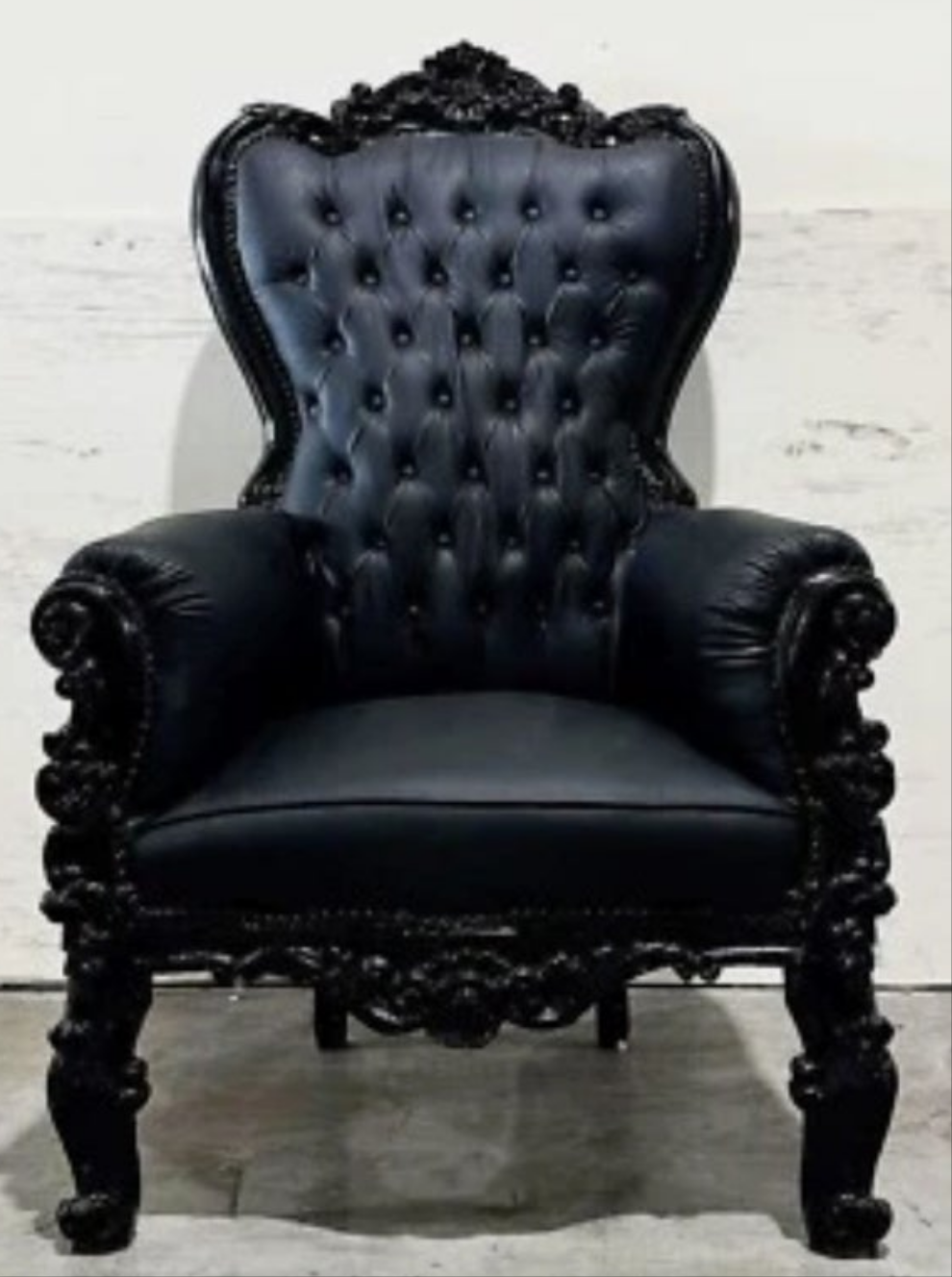 French Style Throne Chair Midsize Tufted Chair in velvet or leather depending on the chair you choose.