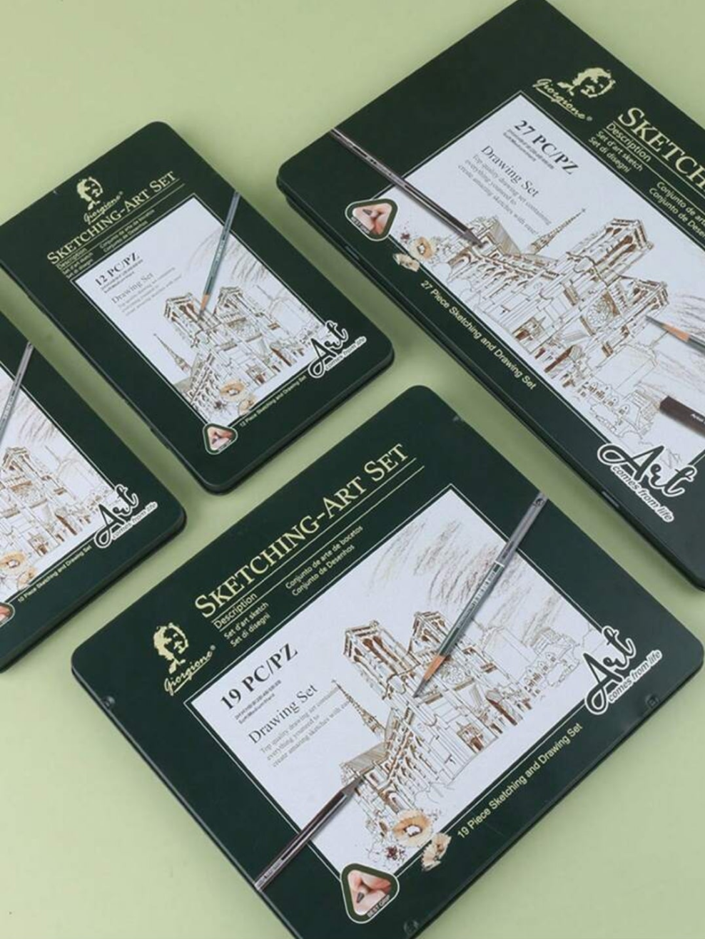 Art Supplies Set - A 10/12/19/27-Piece Sketching Pencil Set, Complete With A Portable Metal Box And Drawing Pencils, Perfect As An Essential Item And Gift For Art Students And Amateurs. Wood