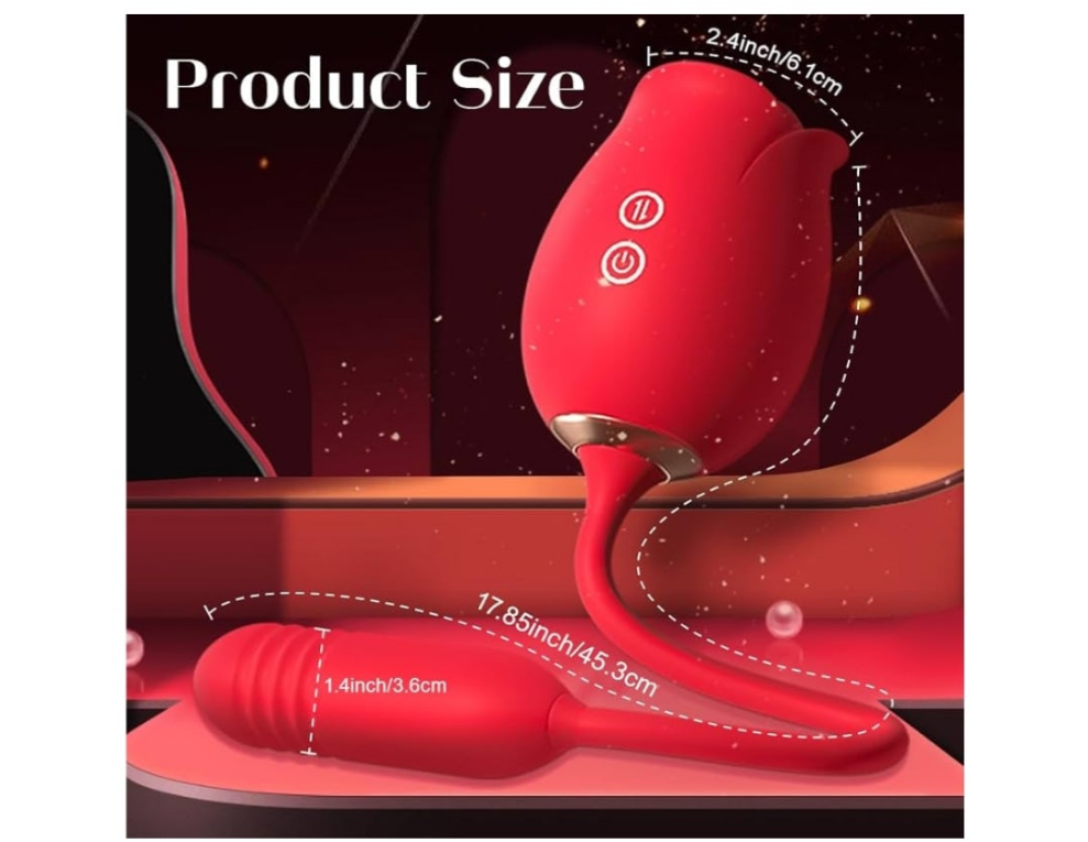 Vibrator Dildo Sex Toys for Women - MOOLIGIRL Rose Sex Toy with Thrusting G Spot Vibrators & 10 Sucking Modes for Clitoral Nipple Stimulation Anal Double-Ended Dildos Adult Sex Toys Games for Couples
