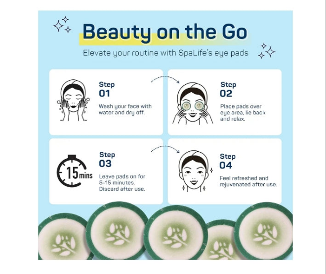 Cooling Eye Pads - Korean Soothing Eye Pads for Dark Circles, Puffy Eyes, and Wrinkles - 48 Pads with Fruit + Vegetable Extracts - Revitalizing Hydrating Eye Pads for Eye Treatment (Cucumber)