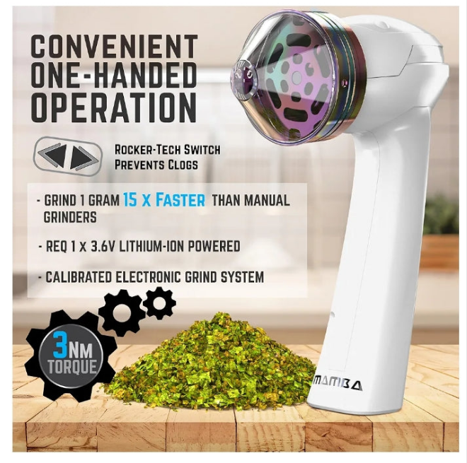 1g Smoky USB Electric Herb Grinder. Small Portable Metal Herbal Grinder Machine & Spice Mill for the Kitchen