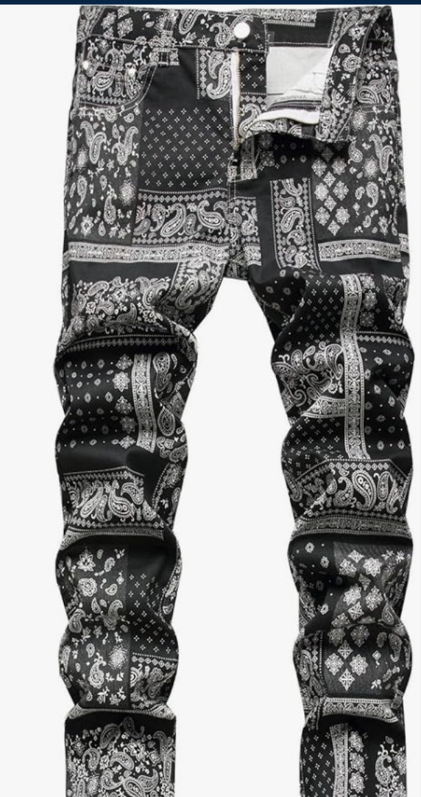 Men's Printed Jeans Skinny Denim Pants