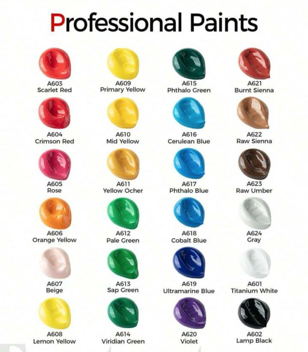 24 Colors(2oz/60ml) Acrylic Paint Set With 12 Brushes, Craft Paint Supplies For Adults Artists Kids Beginners, Painting Supplies For Ceramic, Wood, Fabric, Model, Rock, Canvas Paint Set
