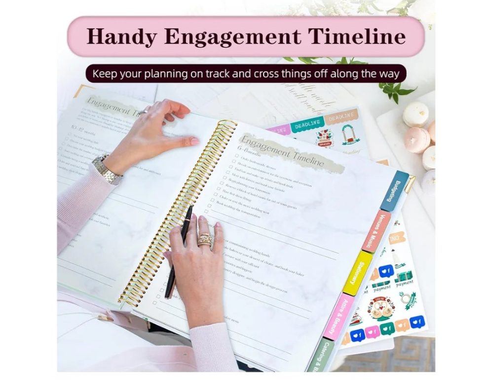 Wedding Planner for Bride: Wedding Planning Book and Organizer for Newly Engaged Couples 176 Pages Bridal Wedding Organizer Notebook with Sticker Checklists & Calendars for Bride To Be