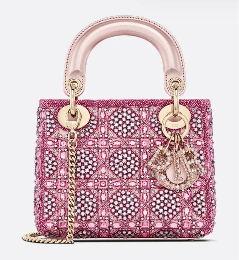 Mini Lady Dior Bag
Metallic Lambskin and Rose des Vents Satin Embroidered with Beads