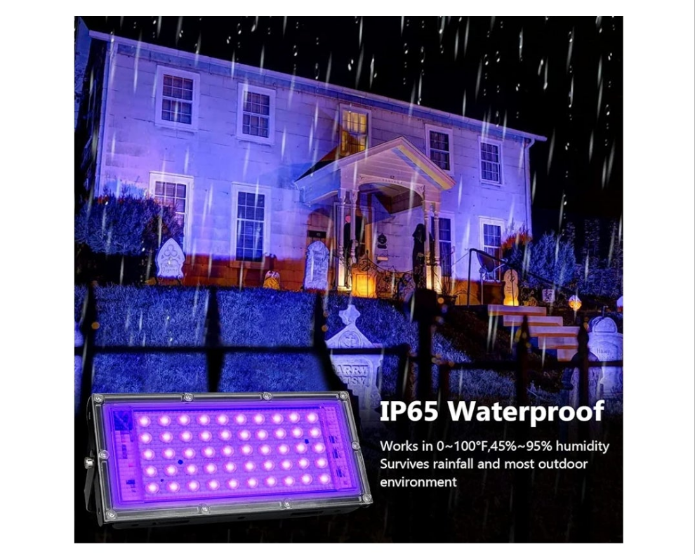 50W Black Lights, Blacklight Flood Light with Plug and Switch,for Glow Party, Halloween, Fluorescent Poster, Body Paint