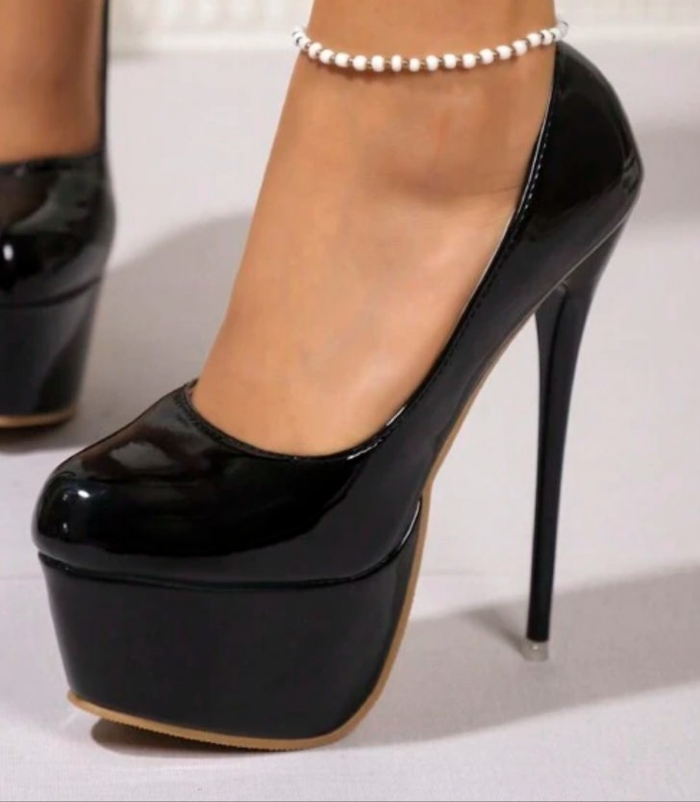High Heel Slip-On Shoes, Fashionable Comfortable Non-Slip Hollow Design Platform Pumps