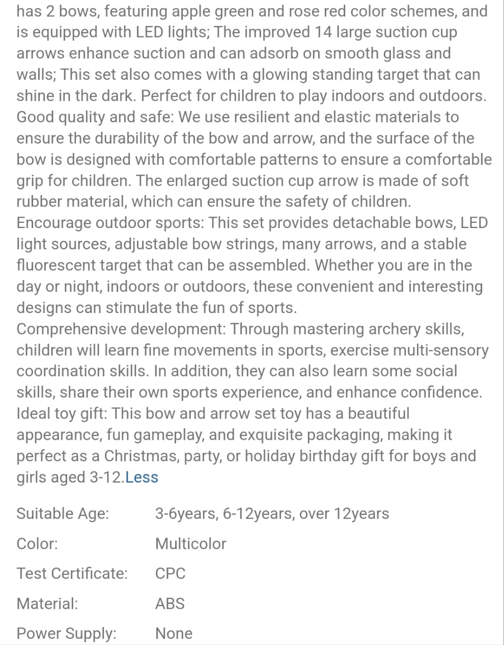 2 Pack Kids Bow and Arrow Set with LED Flash, 14 Sucker Arrows and Standing Target. Rose Red and Apple Green Outdooor Archery Toy, Festival Birthday Gift for Boys and Girls Aged 3 and up