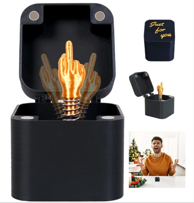 Middle Finger in A Box, Gag Gifts Christmas, Funny Gifts, White Elephont Gifts for Adults, Joke Prank Gag Quirky Gifts