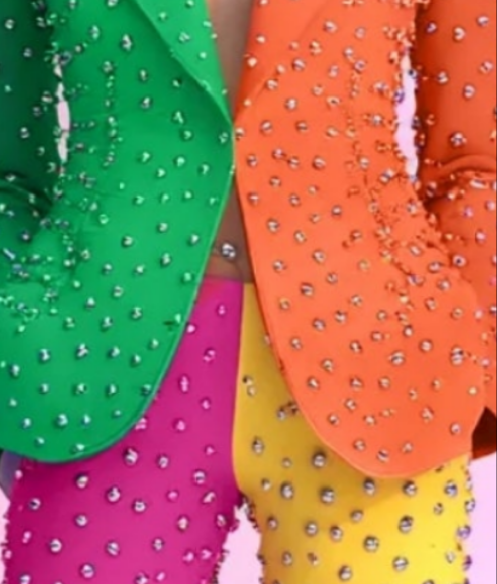 COCOMONEY Studded Multicolor Print Two Piece Pant Suit-Multicolor