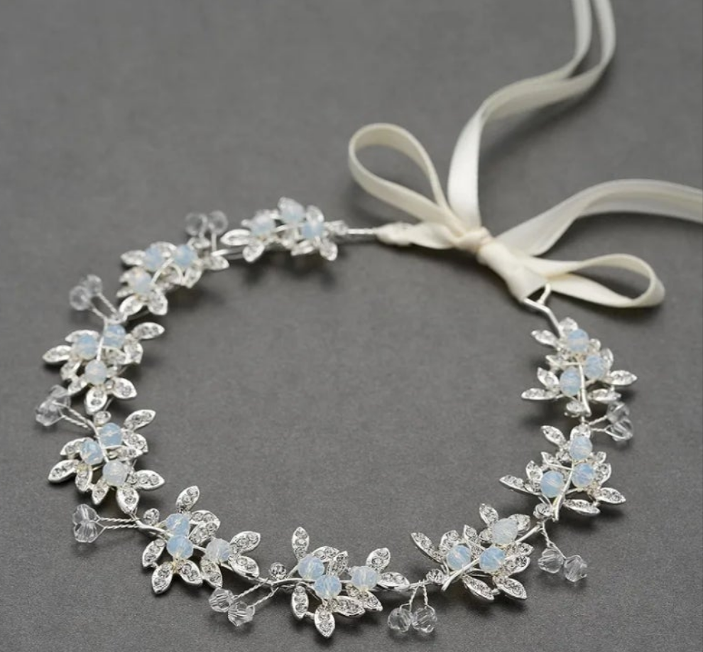 Silver Rhinestone Wedding Headband Tiara Crystal Headpiece Bridal Hair Accessories for Bride Women