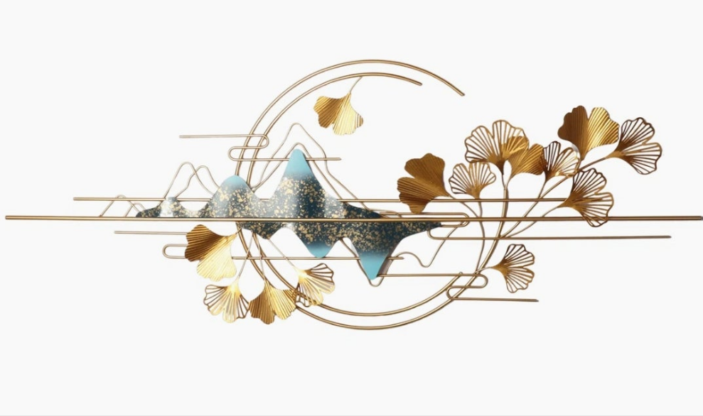 Metal Abstract Ginkgo Leaf Wall Decor Horizontal Abstract Art 2 sizes to choose from