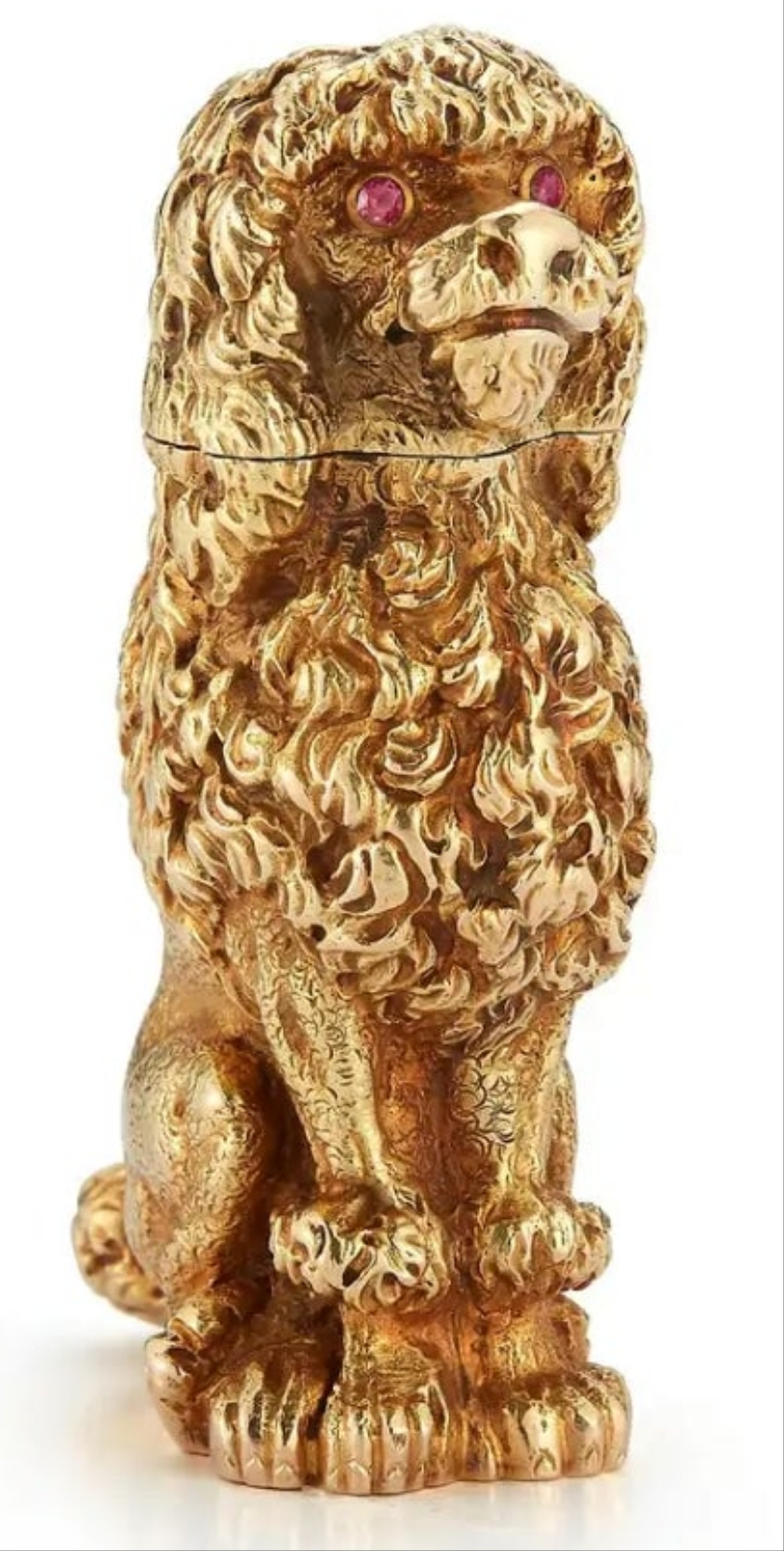 14k Gold Ruby Schlumberger Gold Poodle Lighter circa 1950s