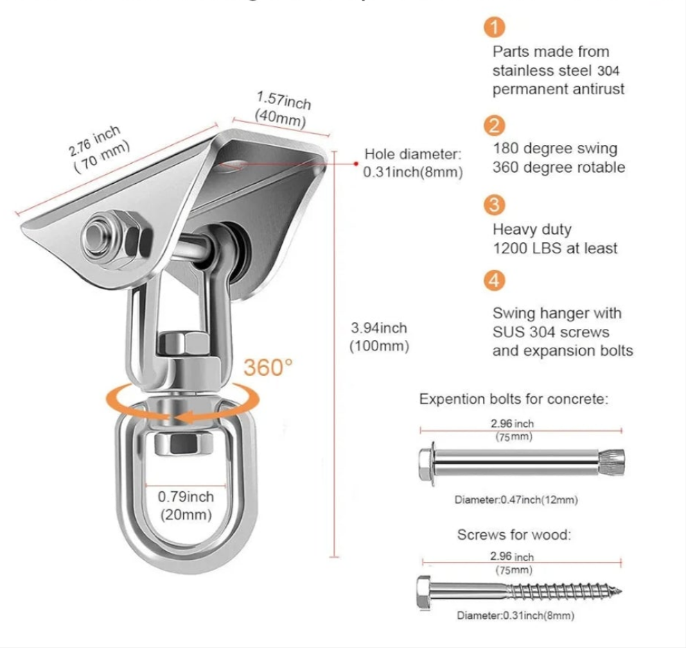 Adult Sex Swing and 360 Degree Spinning Indoor Swivel Ceiling Set with Premium Paint Stand and Widened Thick Comfortable Swing for Couples (Ultimate Enhanced)