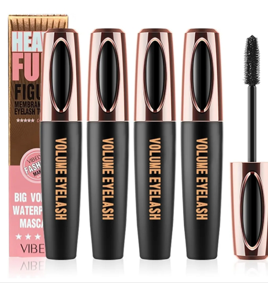 4D Silk Fiber Lash Mascara Extension Voluminous Mascara Waterproof & Smudge-Proof Long-Lasting 24 Hours No Flaking Longer Thicker Eyelashes,All Day Exquisitely Full