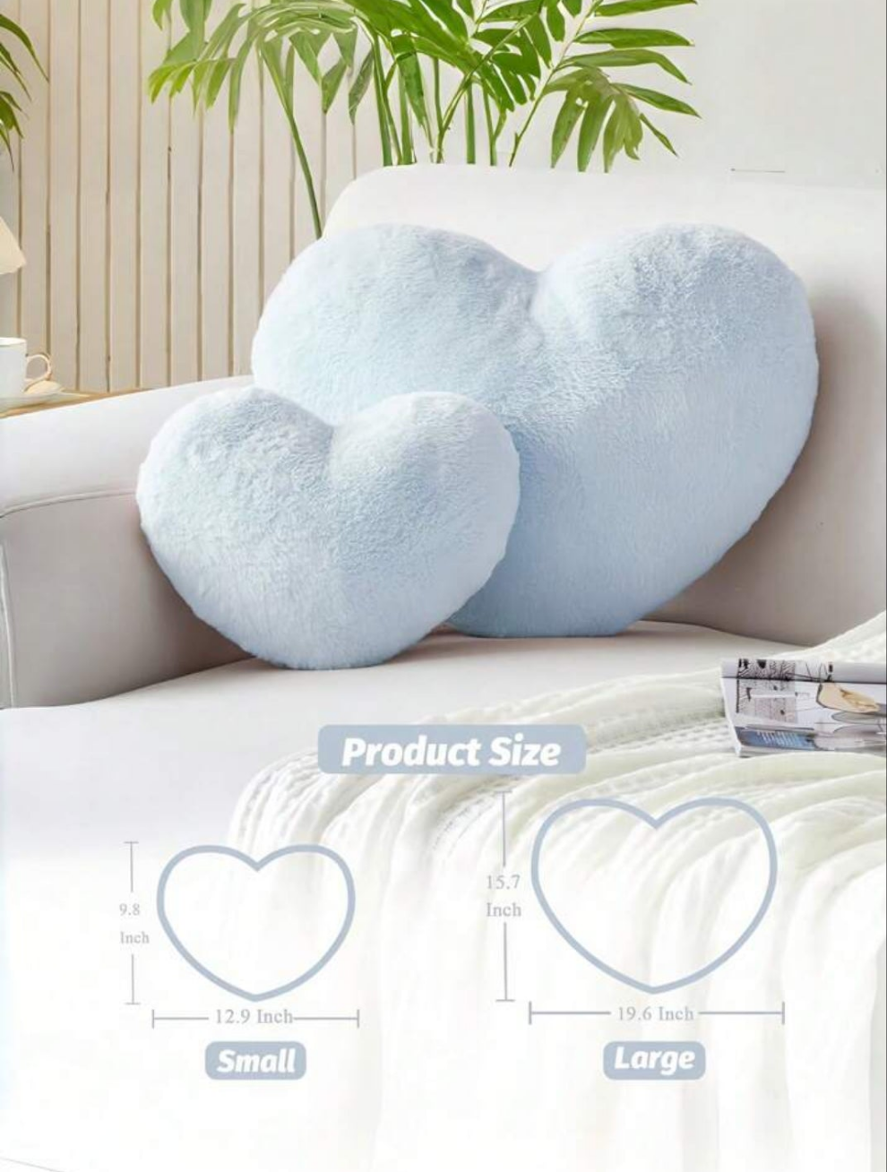 Heart Pillow, Soft And Cute Faux Rabbit Fur Heart-Shaped Pillow, Suitable For Spring And Summer Bedroom Sofa And Bed, A Cozy Gift For Mom On Mother's Day,