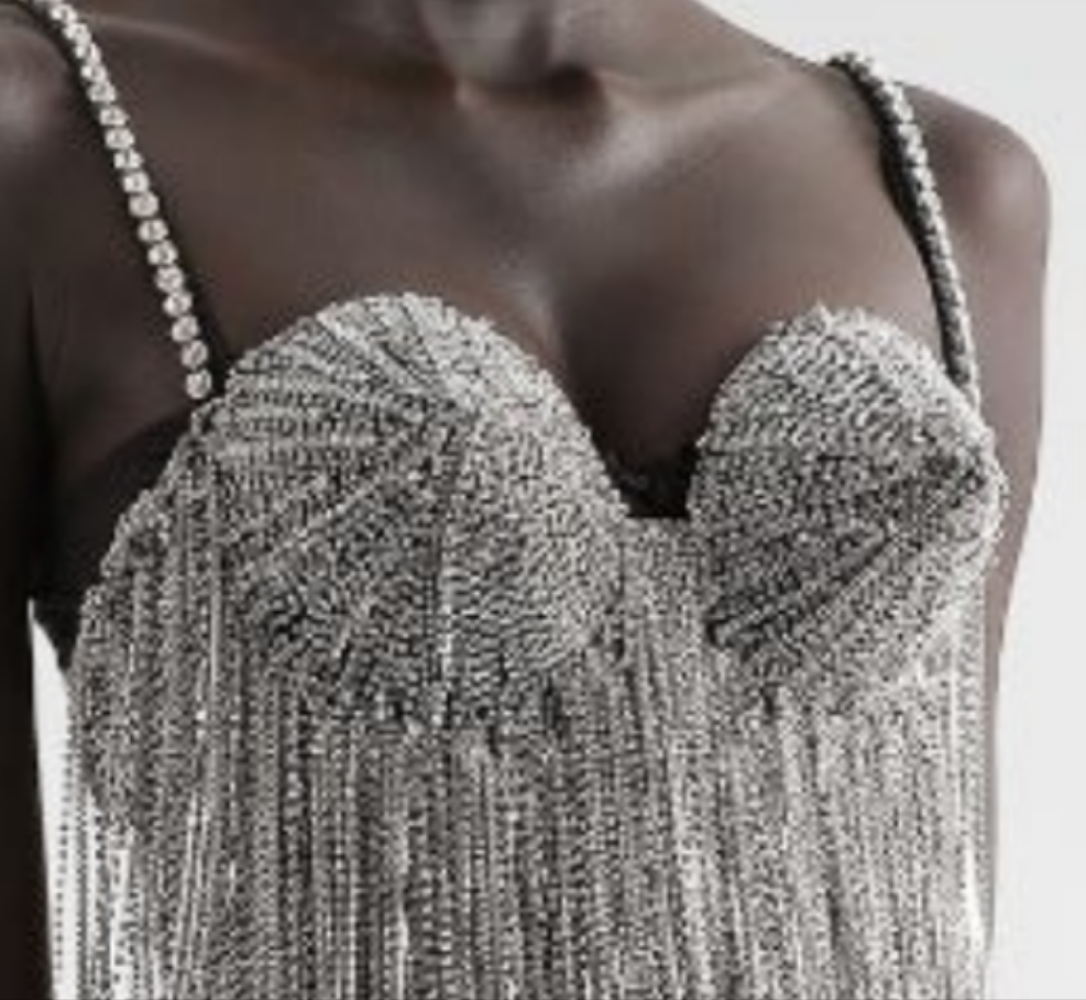 Dolce And Gabbana Marquisette calf-length dress with sequined fringing