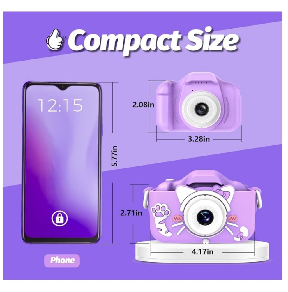 Kids Camera Toys for 3 and up Year Old Girls Boys,Children Digital Video Camcorder Camera with Cartoon Soft Cover, Best Chritmas Birthday Festival Gift for Kids - 32G SD Card Included