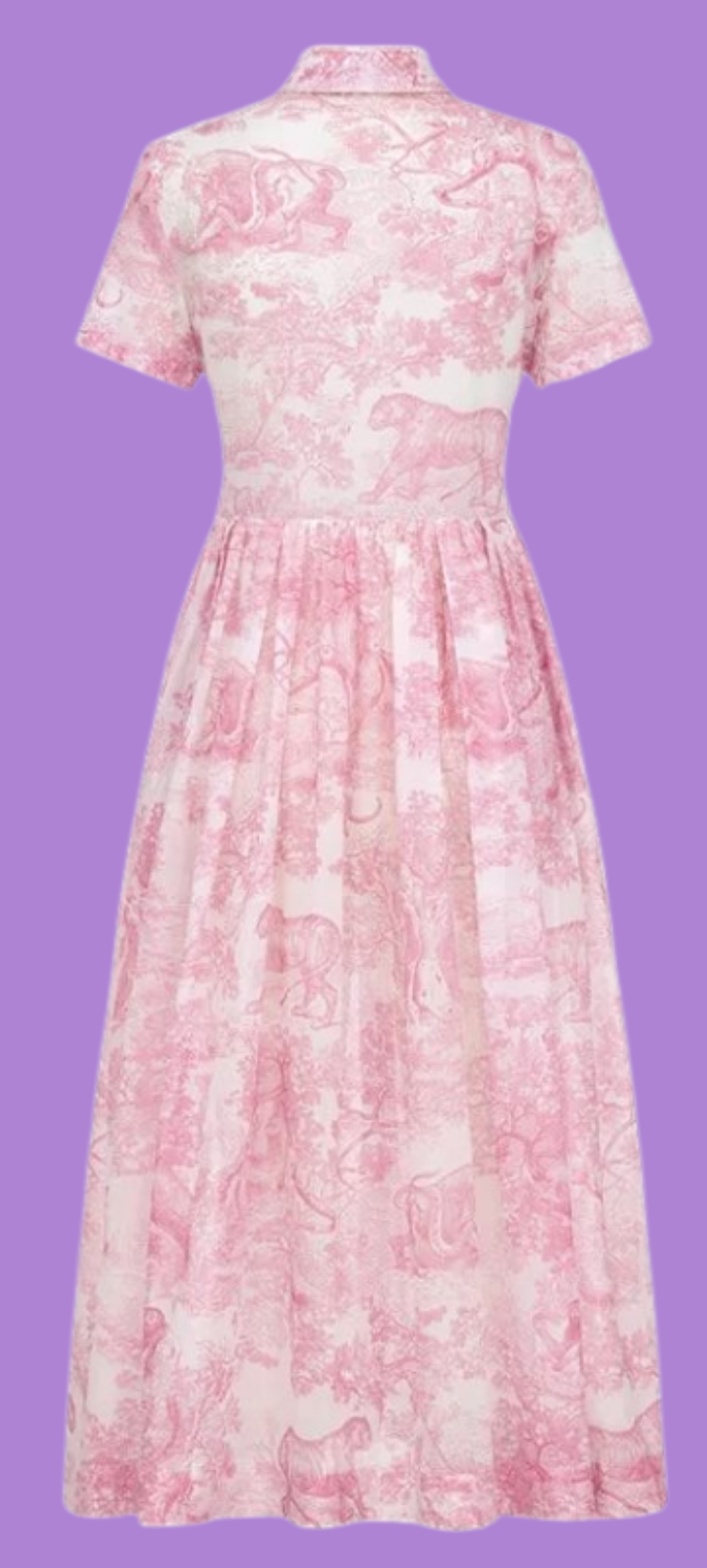 Dior Dioriviera Mid-Length Shirtdress
White Cotton Muslin with Cherry Blossom Pink Toile de Jouy Sauvage Motif