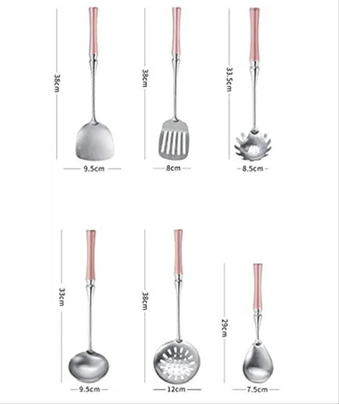 Pink Kitchen Utensils Set, 6 Pieces Stainless Steel Kitchen Utensils, Non-Stick and Heat Resistant Cooking Utensils Set, Kitchen Tools and Gadgets (Pink)