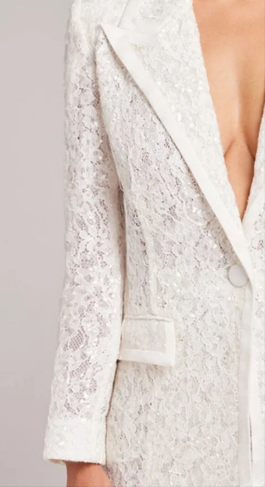 Lace Embroidered Hollow Out Sequin Two Piece Pant Set-White COCOMONEY