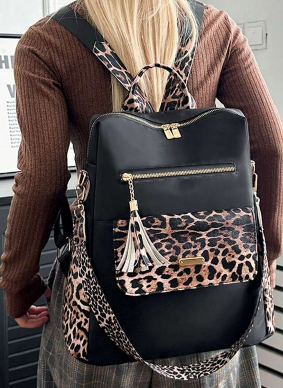 COCOMONEY Book Bag Leopard girl