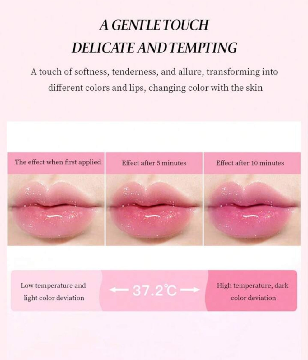 Color-Changing Lipstick With Fine Glitter Lip Care Anti-Chapping Moisturizing Lip Plumper Temperature-Sensitive Lip Balm moisturizing long lasting
