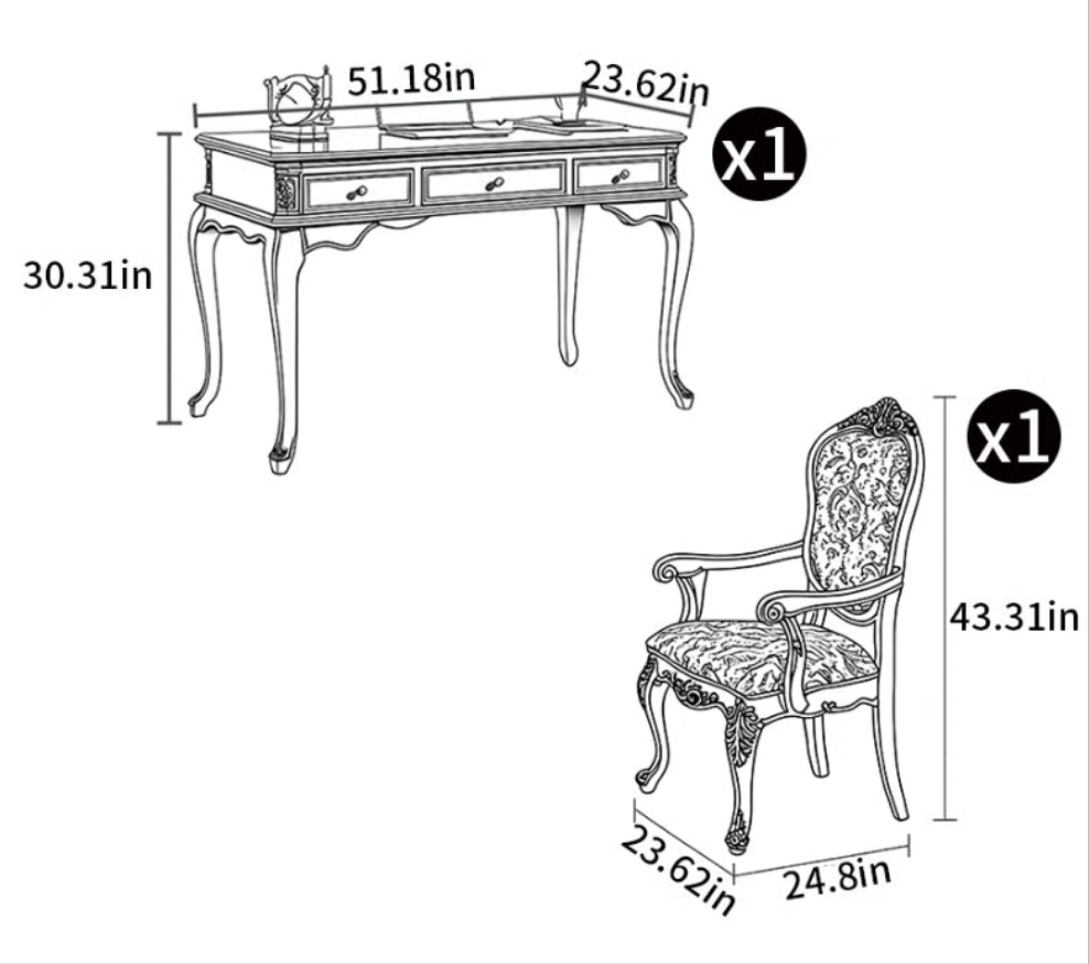 Birch Solid Wood Desk and Chair Set For the Mature Individual